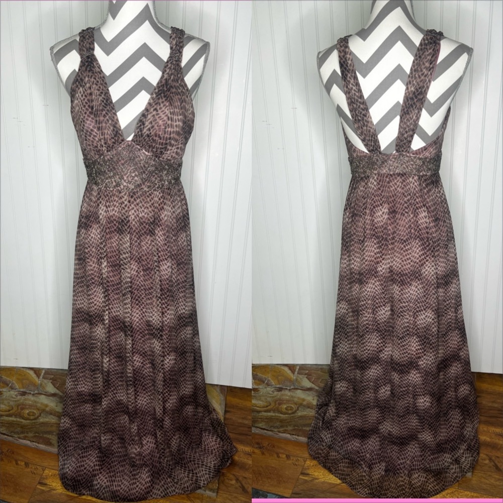 Donna Ricco Silk Beaded Maxi Halter Dress Size 6